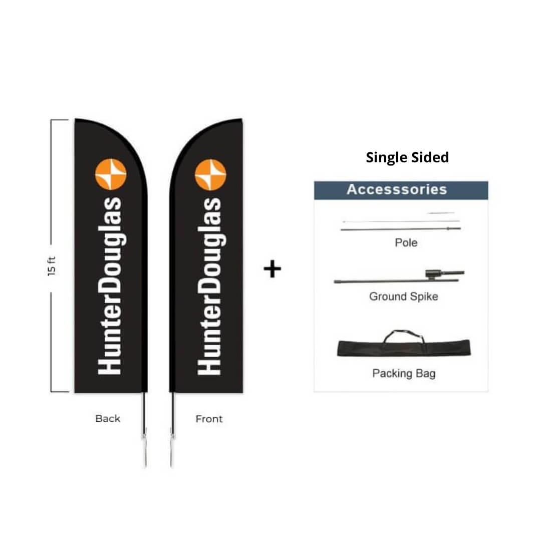 Hunter Douglas Flag Set Pole Kit Double Sided Ground Spike Black
