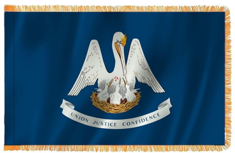 Louisiana Nylon Indoor Flag with Sleeve and Fringe - Action Flag