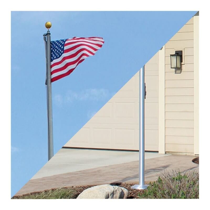 Special Budget Series External Halyard Aluminum Flagpole - 20' Height - Action Flag