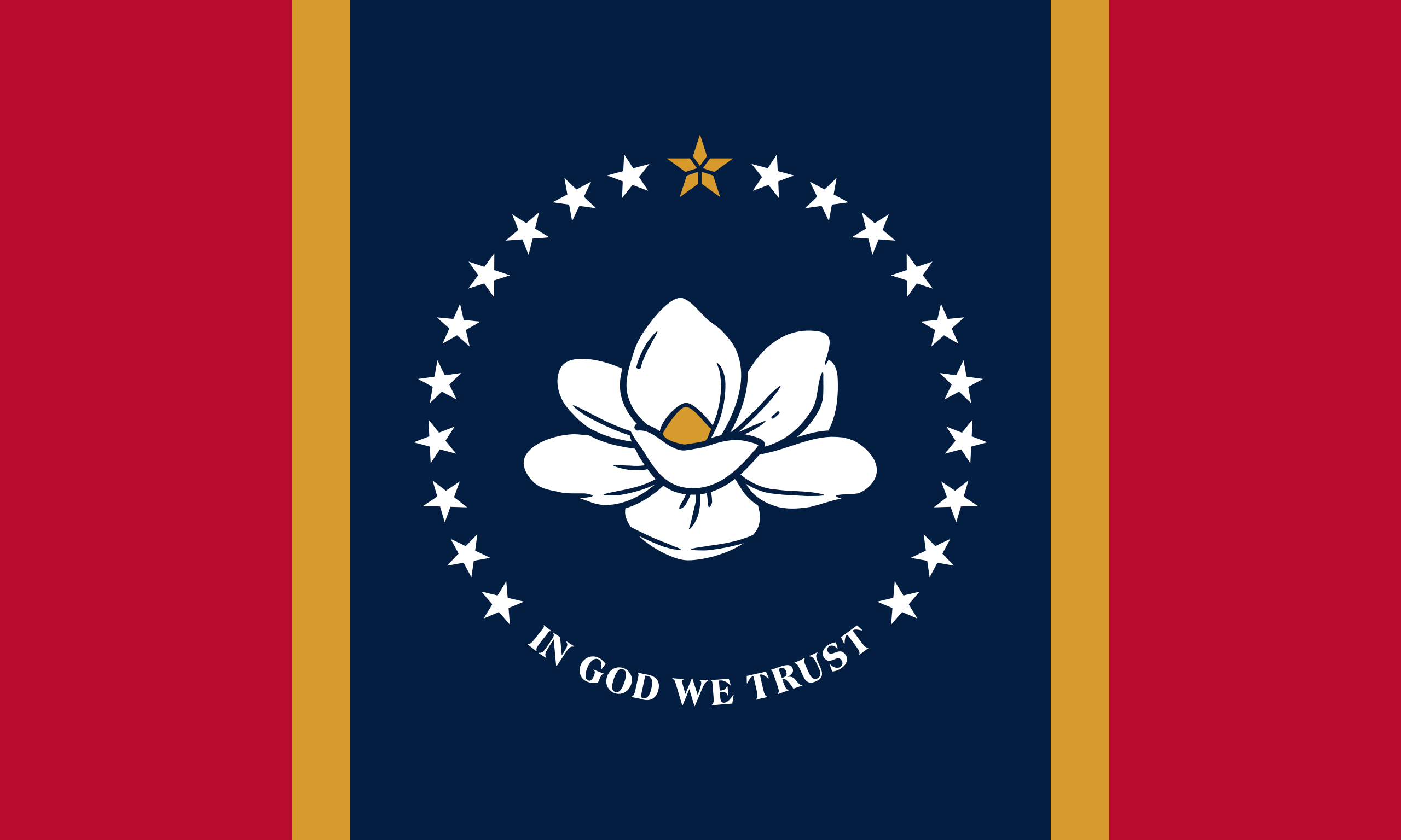 The State Flag of Mississippi -the new magnolia design