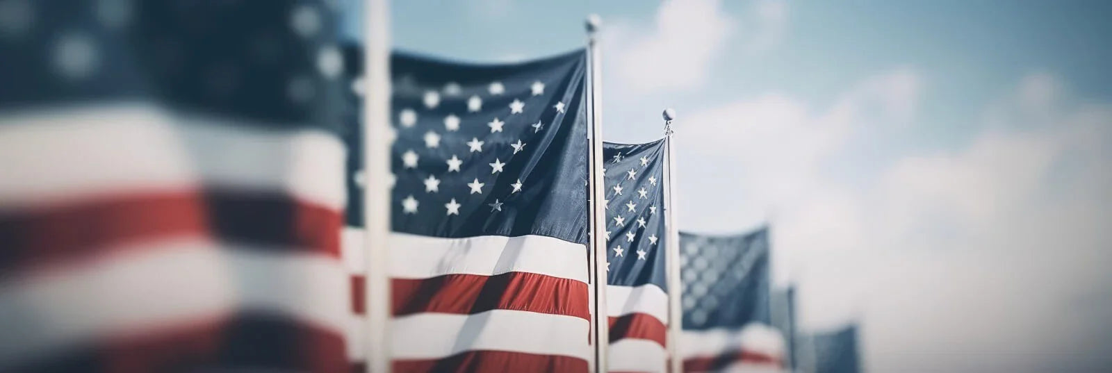 A banner image of Flagpoles with American Flags