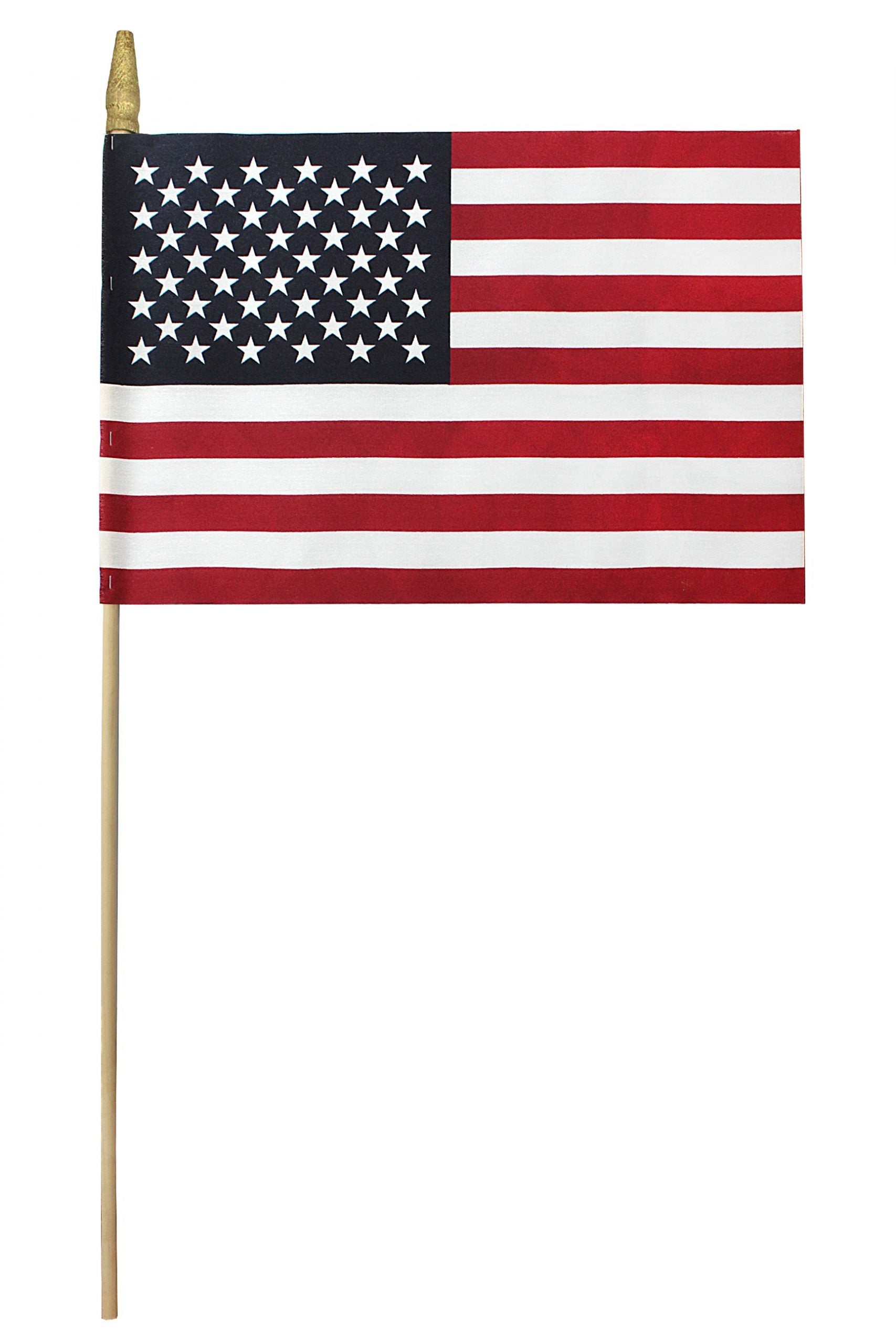 A product picture of a American Veteran Stick Flag 12" x 18" - NO HEM Cemetery Grave Marker Wood Dowel - Bundle of 144 Flags MADE IN THE USA Provided by Action Flag.