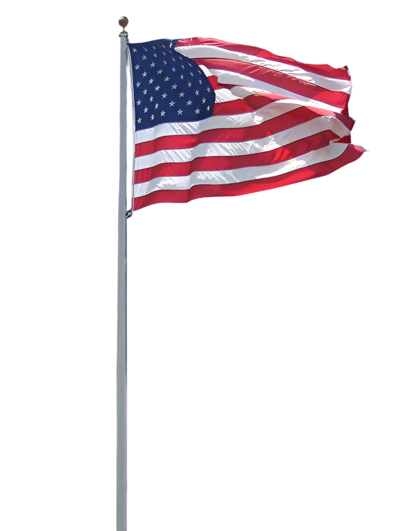 A picture of a commercial flagpole with an American Flag.