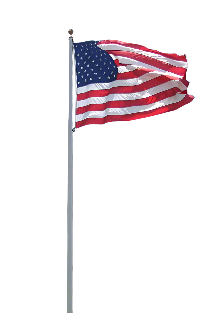 A picture of a commercial flagpole with an American Flag.