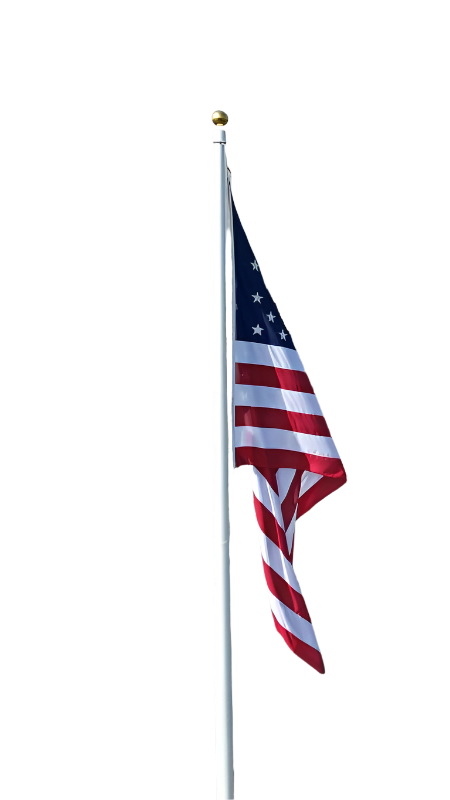 A picture of a commercial Fiberglass flagpole with an American Flag