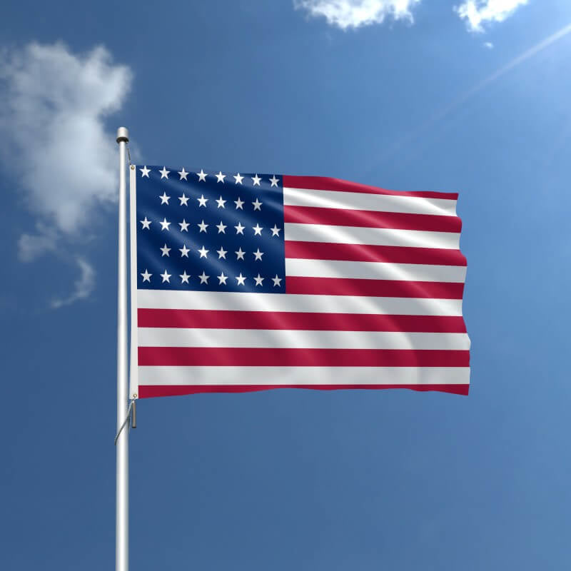 36 Star Historical U.S. Flag Appliqued Stars and Sewn Stripes