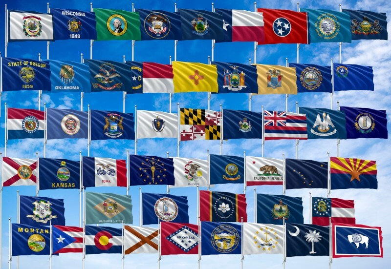 50 State Full Nylon Outdoor Flag Set