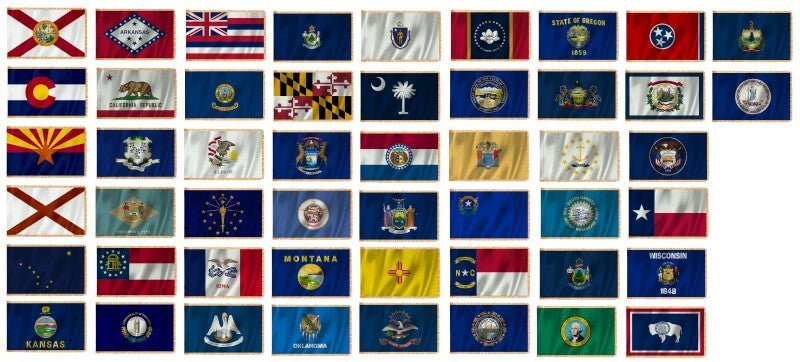50 State Full Nylon Indoor Flag Set with Sleeve and Fringe - Action Flag