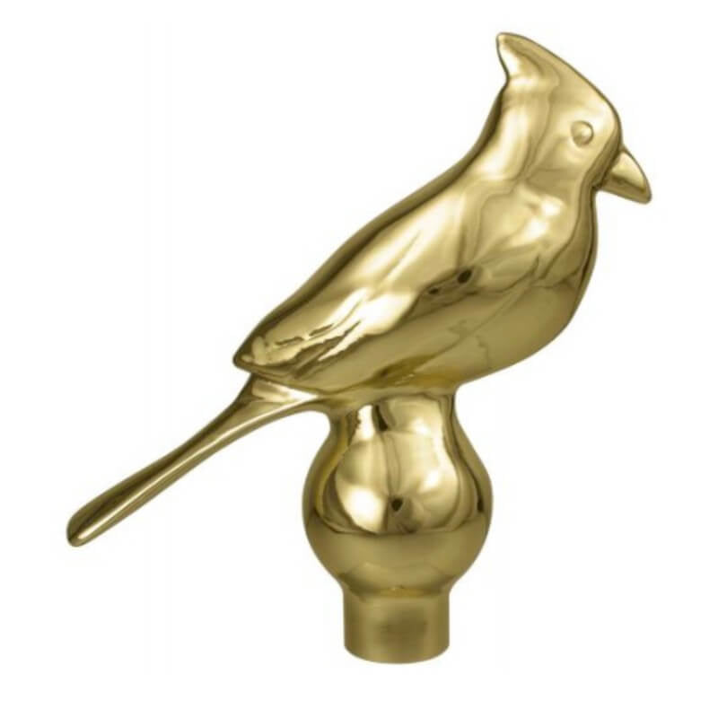 Metal Cardinal Indoor Flagpole Ornament With Ferrule Gold