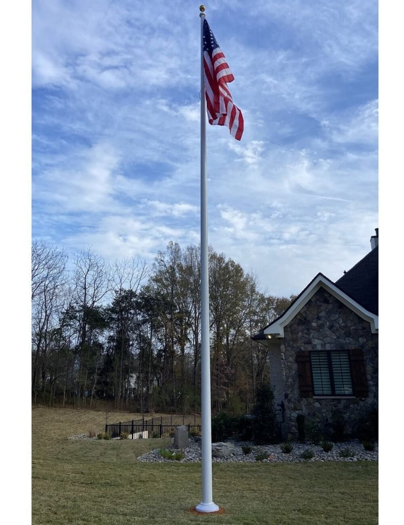80' Deluxe Fiberglass Flagpole Ground Set External Halyard. Made in the USA - Action Flag
