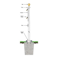 20' Deluxe Fiberglass Flagpole Ground Set External Halyard. Made in the USA - 20'