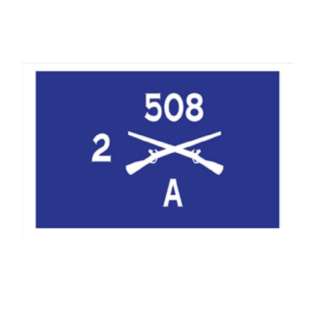 A photo proof layout of the Alpha Company 2 508 PIR Insignia stick flag