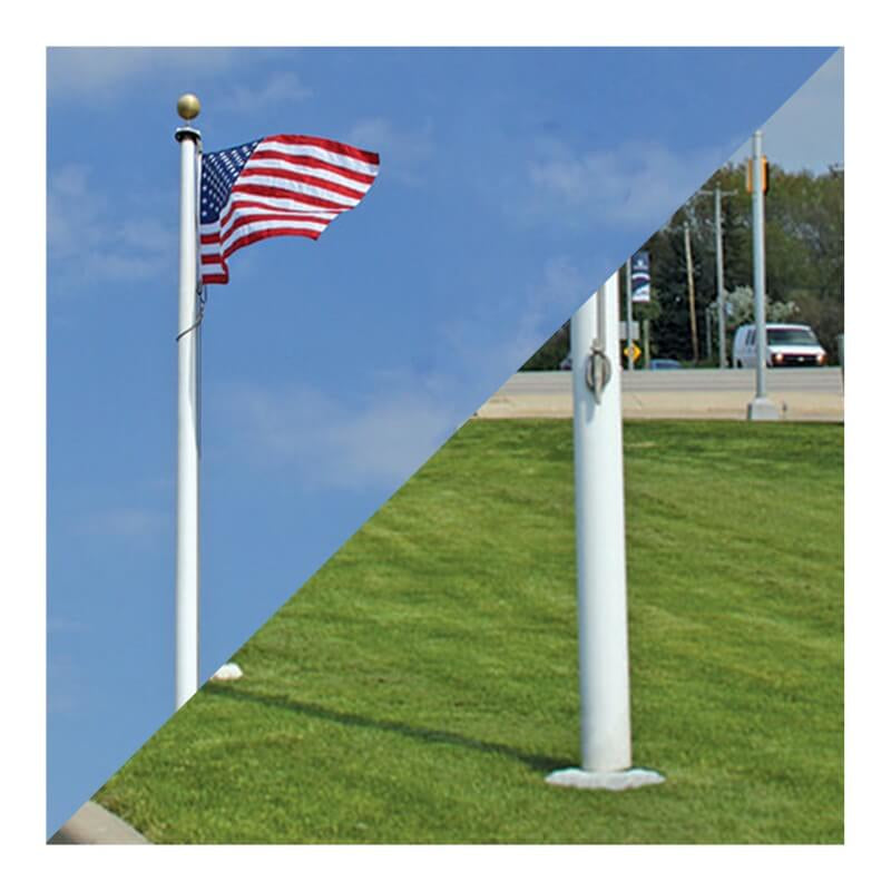 Alpha Deluxe Severe Weather Fiberglass Flagpole Ground Set External Halyard. Made in the USA