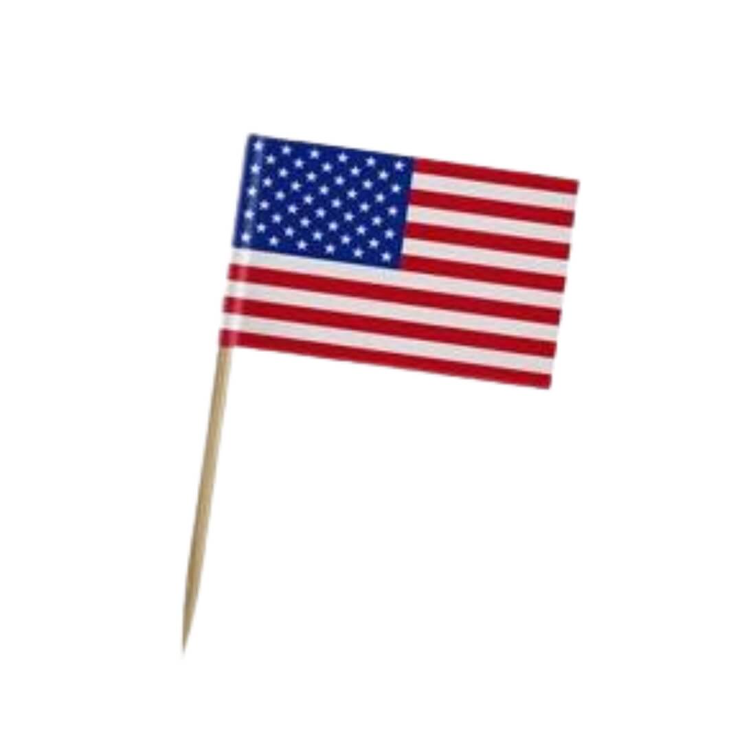  American Veteran Stick Flag Wood Dowel Pointed Bottom
