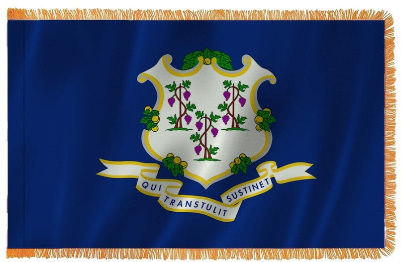 Connecticut Nylon Indoor Flag with Sleeve and Fringe