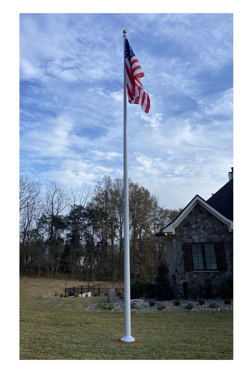 Deluxe Fiberglass Flagpole Ground Set External Halyard. Made in the USA