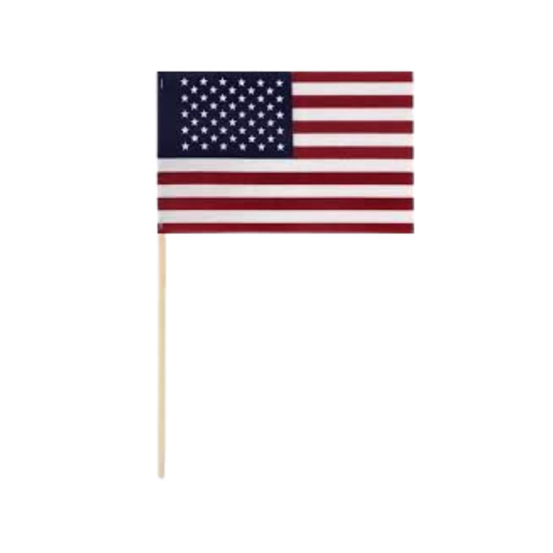 White U.S. PolyCotton Stick Flag 3/16" x 10" Dowel No Hem with No Tip