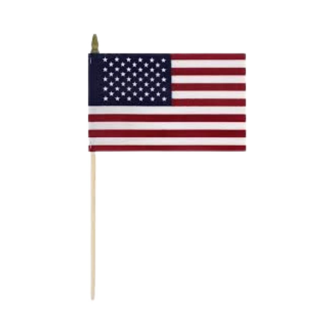 U.S. PolyCotton Stick Flag 3/16" x 10" Dowel No Hem with Spear Tip