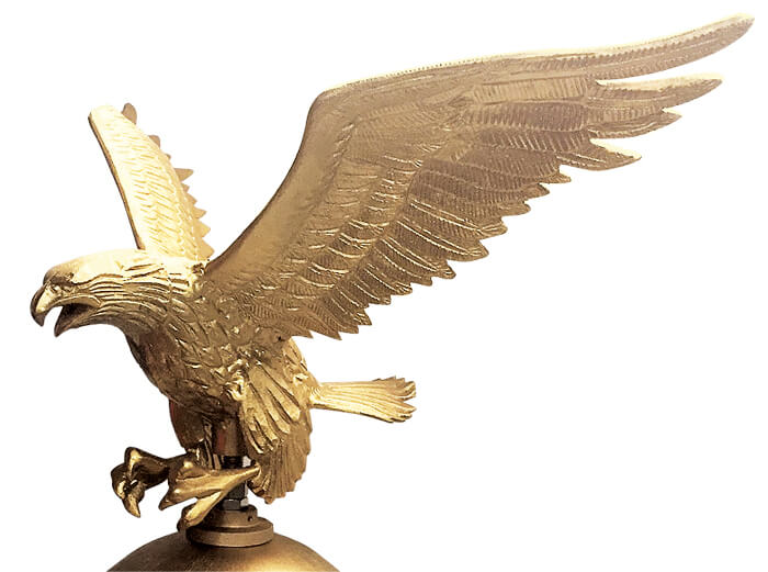 A product picture of a Extra-Large Flying Eagle Finial Ornament - Gold Finish