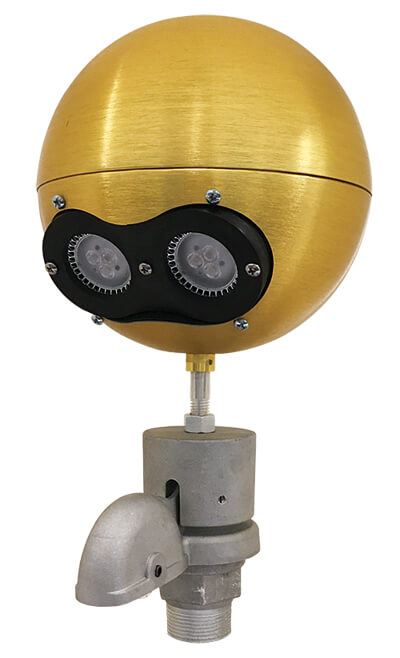 A picture of a Gold ball American Beacon Standard External Halyard Flag Pole LIghts by Concord American Flagpole. Sold and Distributed by Action Flag.