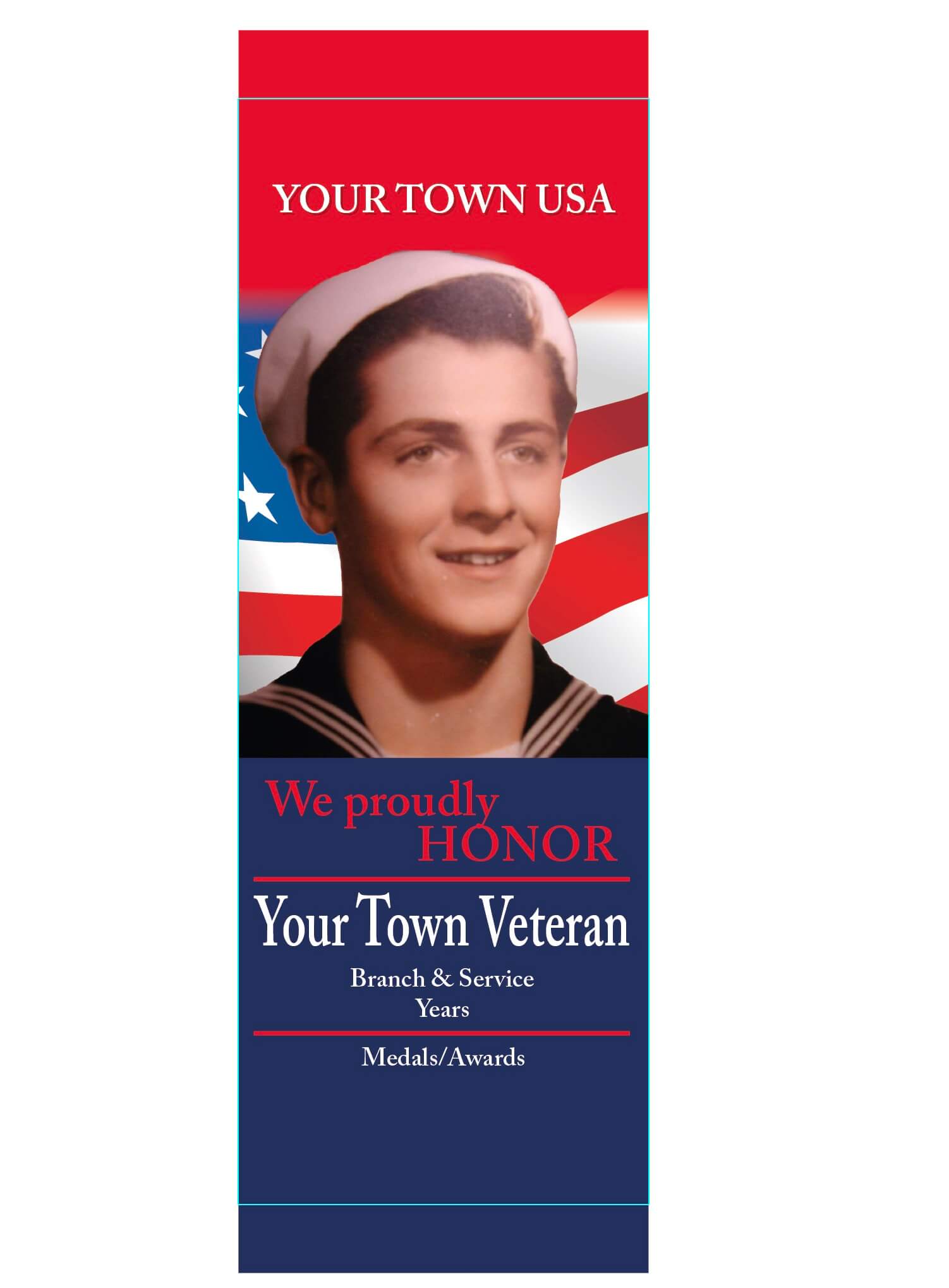 A photo of an example for Action Flag's Custom Veteran Memorial Street Banner. 