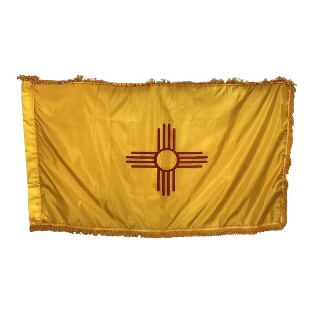 New Mexico Nylon Indoor Flag with Sleeve and Fringe