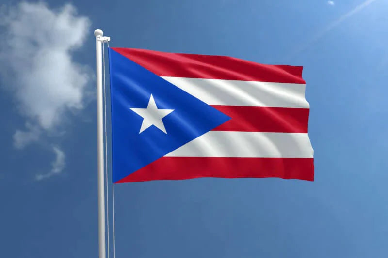 A product picture of a Puerto Rico Heavy Weight Poly-Max Outdoor Flag Provided by Action Flag.