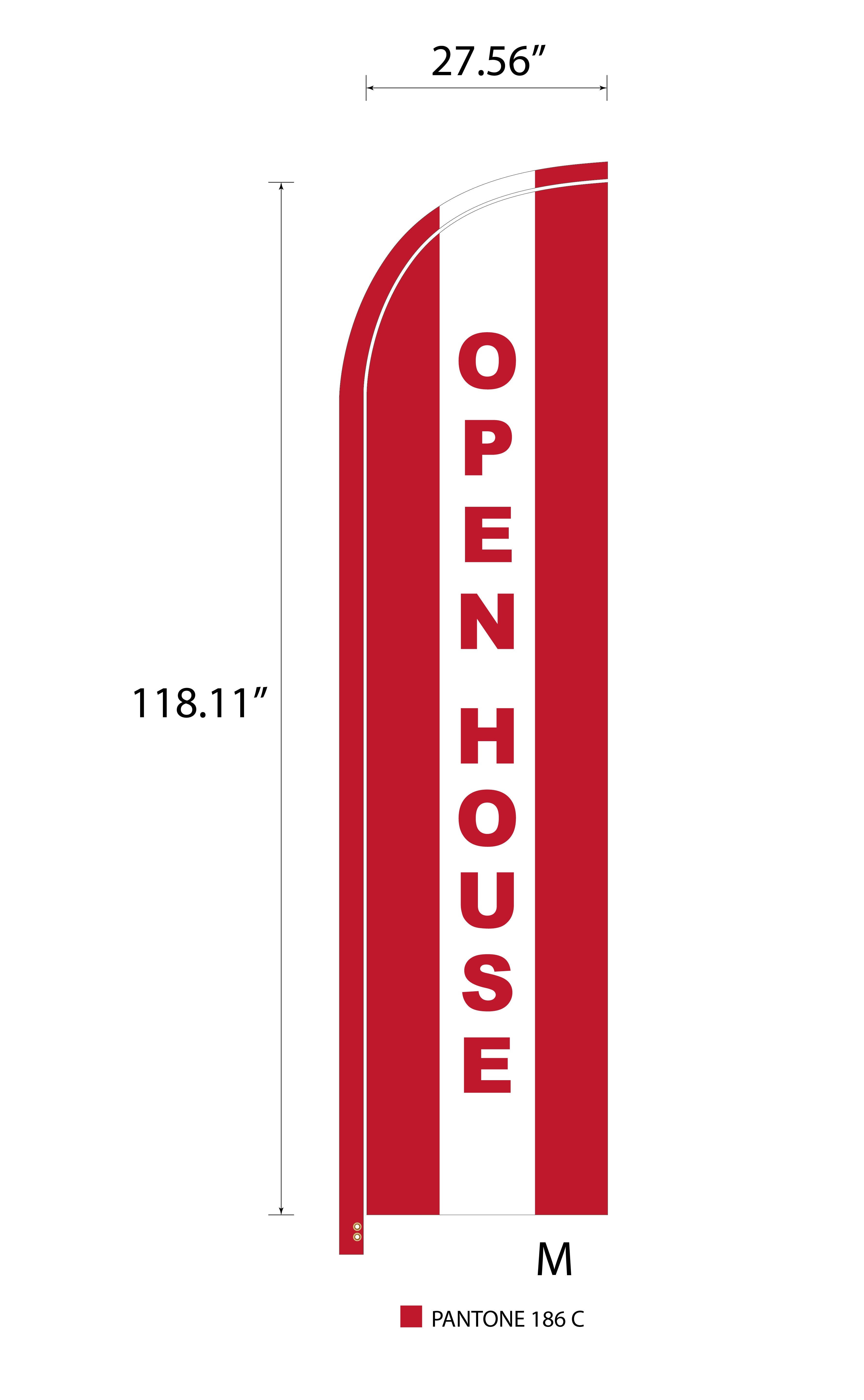 Rausch Coleman Homes OPEN HOUSE Medium 11' Deluxe Blade Sail Flag Complete Set - SINGLE-SIDED - Flag and Pole Kit with Spike and Carry Bag