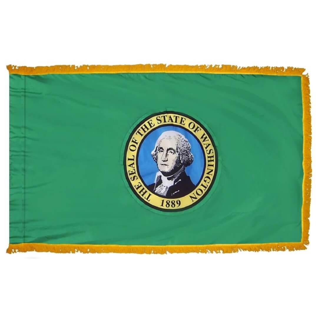 Washington Nylon Indoor Flag with Sleeve and Fringe