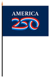 America250™ Handheld Flag – Official 4" × 6" Mini Stick Flags (12 - Pack, Made in USA) - Action Flag