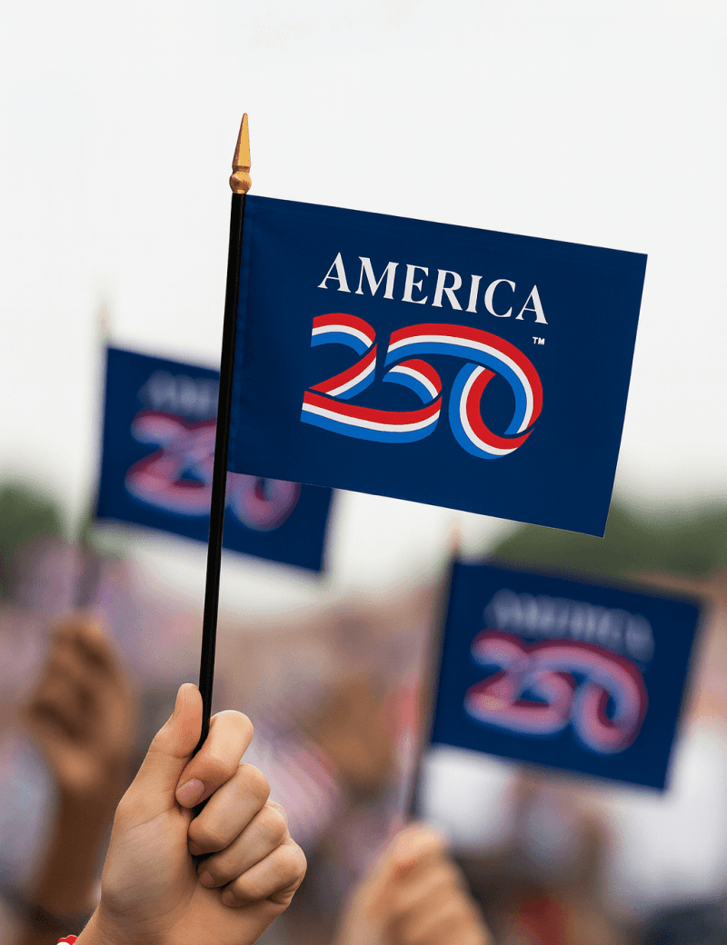 America250™ Handheld Flag – Official 4" × 6" Mini Stick Flags (12 - Pack, Made in USA) - Action Flag