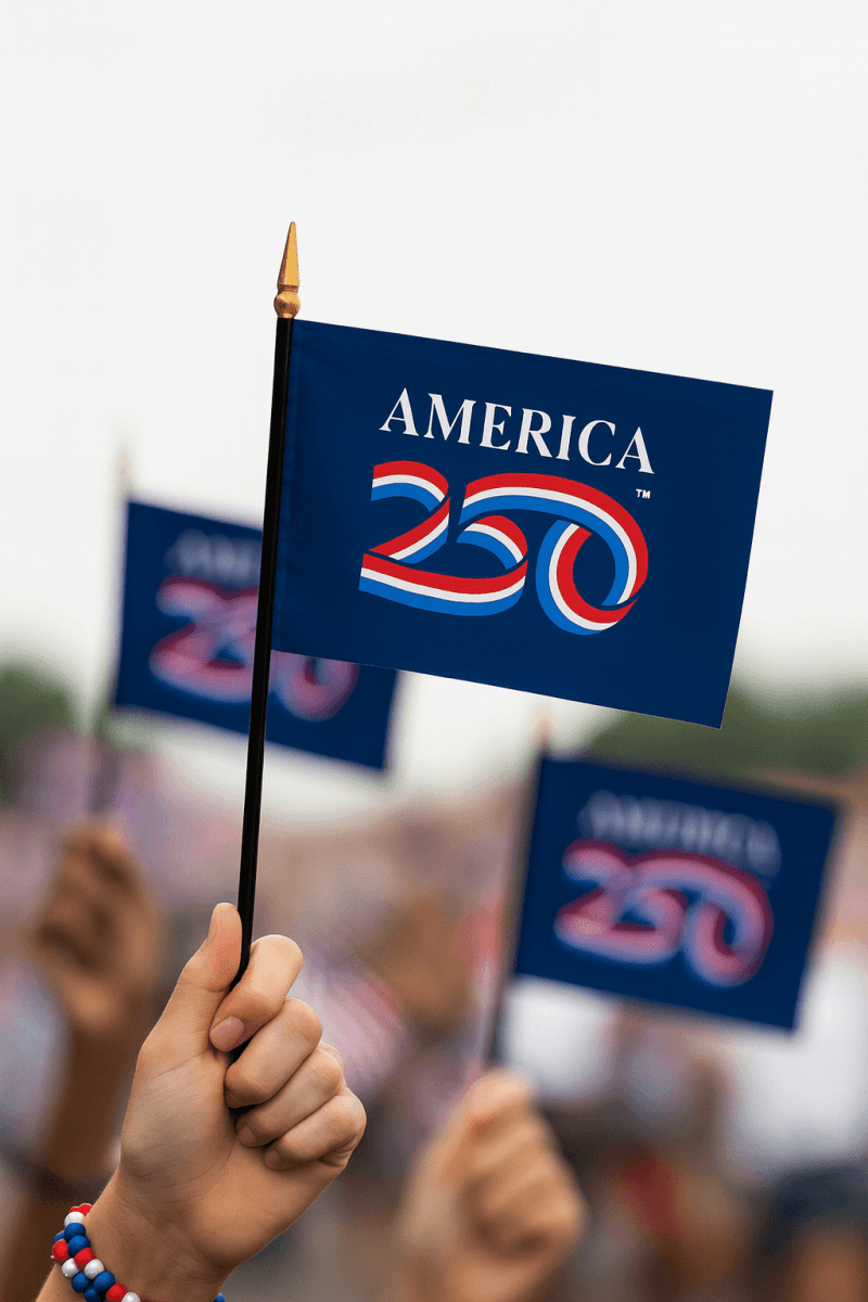 America250™ Handheld Flag – Official 4" × 6" Mini Stick Flags (12 - Pack, Made in USA) - Action Flag