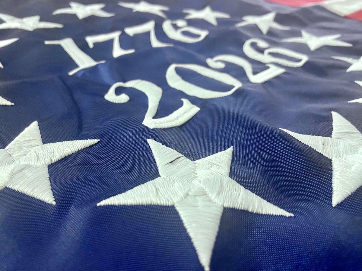 Betsy Ross 250th Anniversary Flag 3x5 ft – Embroidered & Sewn Nylon, 1776 - 2026 USA Made. - Action Flag