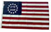 Betsy Ross 250th Anniversary Flag 3x5 ft – Embroidered & Sewn Nylon, 1776 - 2026 USA Made. - Action Flag