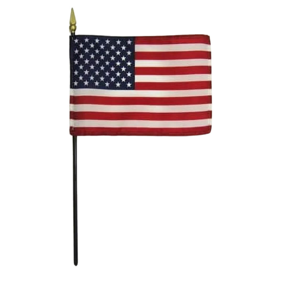 BULK Presidential U.S. Cemetery Flag 8" x 12" - HEMMED Veteran Grave Marker Stick Flag - 5/16" x 24" Black Plastic Dowel - Bundle of 144 Flags - MADE IN THE USA - Action Flag
