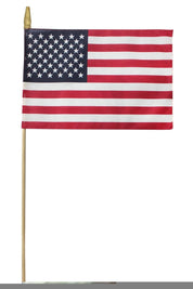 BULK U.S. Cemetery Flag 12" x 18" - HEMMED American Veteran Stick Flag - 3/8" x 30" Wood Dowel - Spear Tip - Bundle of 144 Flags - MADE IN THE USA - Action Flag
