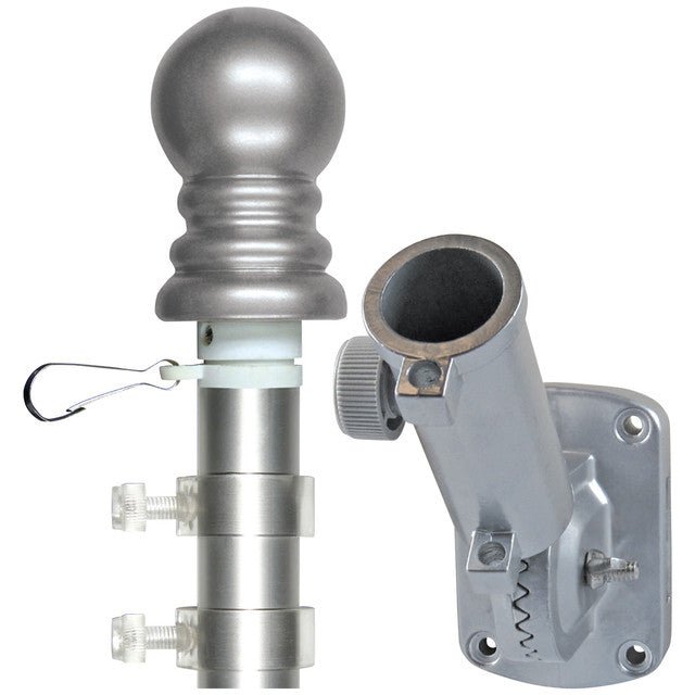 Deluxe 6' Aluminum Spinning Residential Flagpole Set with Commercial Grade Endura Nylon Outdoor American Flag. Made in the USA. - Action Flag