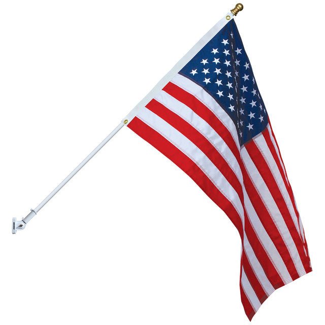 Deluxe 6' Aluminum Spinning Residential Flagpole Set with Commercial Grade Endura Nylon Outdoor American Flag. Made in the USA. - Action Flag