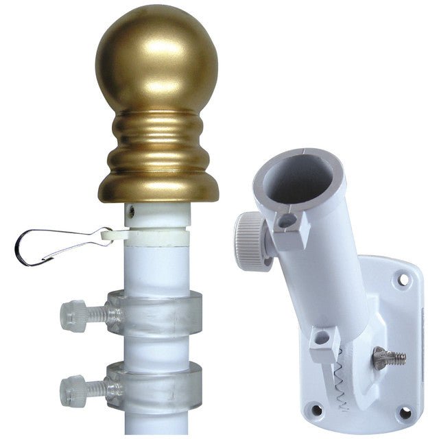 Deluxe 6' Aluminum Spinning Residential Flagpole Set with Commercial Grade Endura Nylon Outdoor American Flag. Made in the USA. - Action Flag