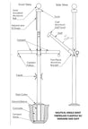Deluxe Nautical Single Mast Fiberglass Flagpole with Yard Arm and Gaff Ground Set External Halyard. Made in the USA - Action Flag