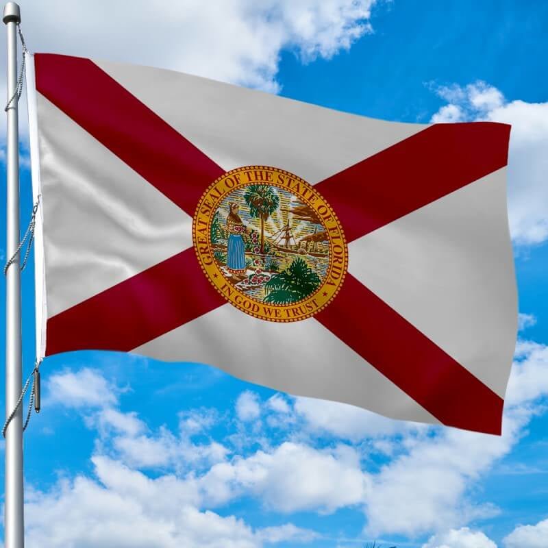 Florida State Flag Florida State Flag Silver Bar (Colorized) 1 Troy