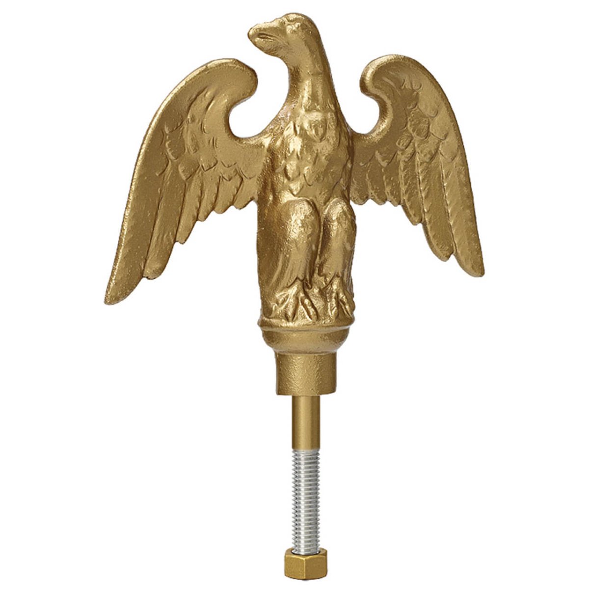 Gold Cast Aluminum Landed Eagle Ball Flagpole Ornament - Action Flag