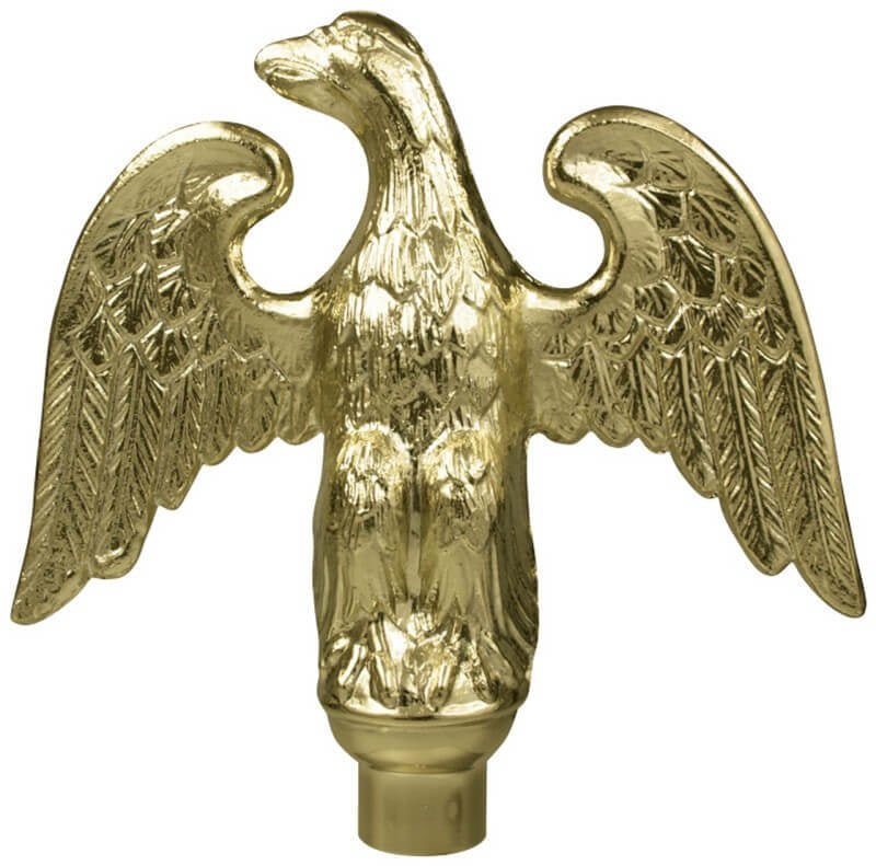 Gold Metal Pearched Eagle Indoor Flagpole Ornament (NO FERRULE) - Action Flag