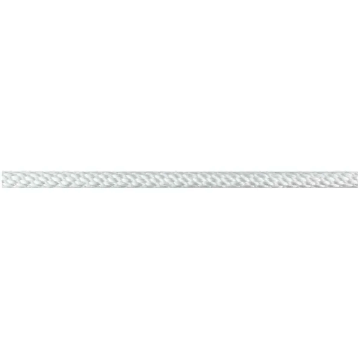 A product picture of a length of white sold braid polyester flagpole halyard cut to length by Action Flag