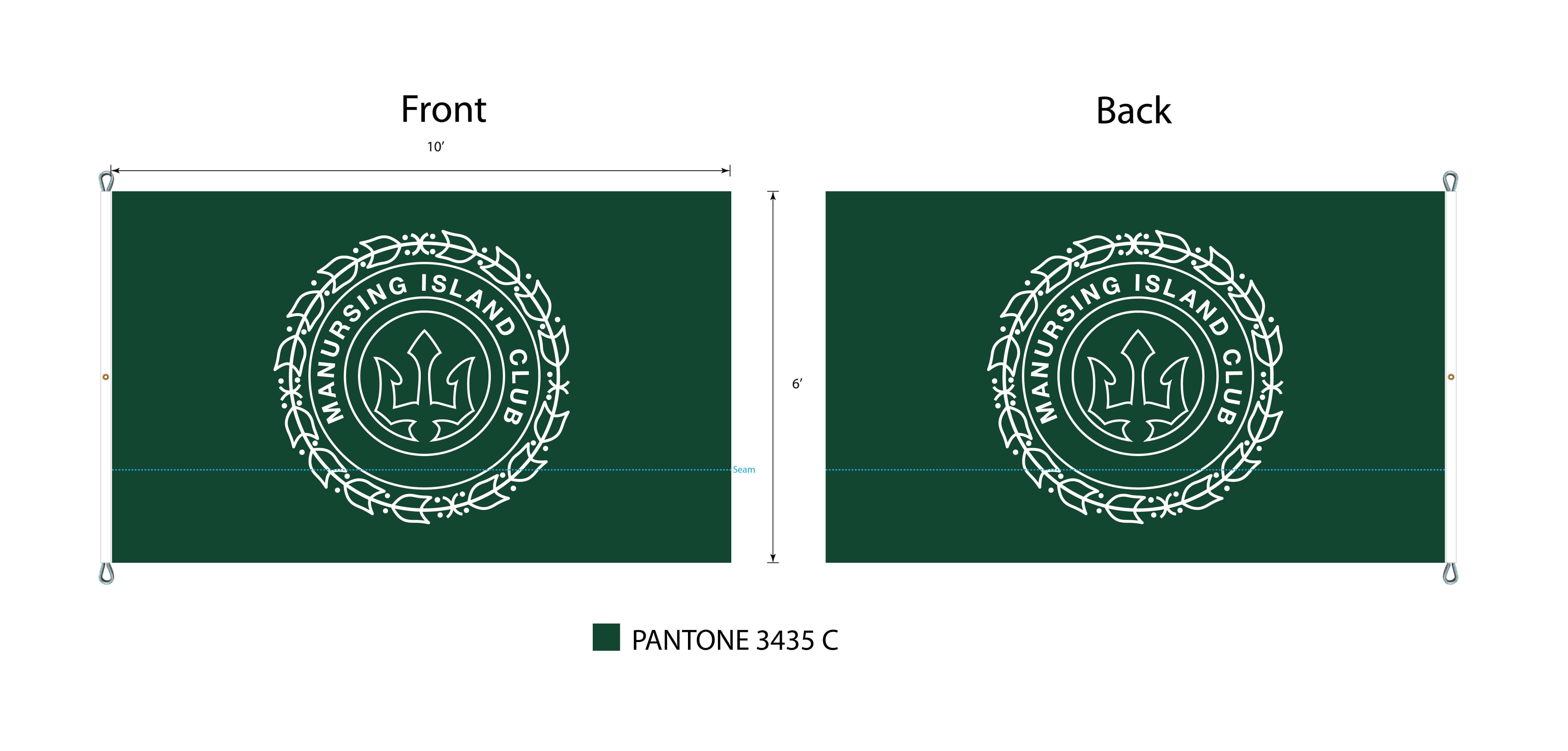 Manursing Island Club 6' x 10' Double Sided Heavyweight Poly Flag with Wide Hem and Extra Reinforced Fly End and Corners