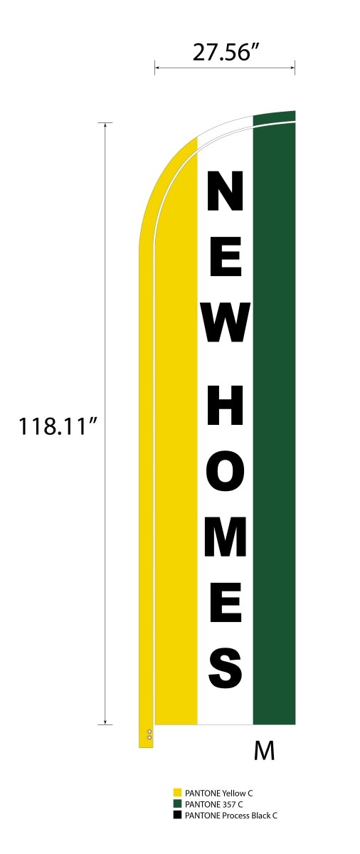 Rausch Coleman Homes CUSTOM TEXT Yellow/White/Green Blade Flag Set - Action Flag