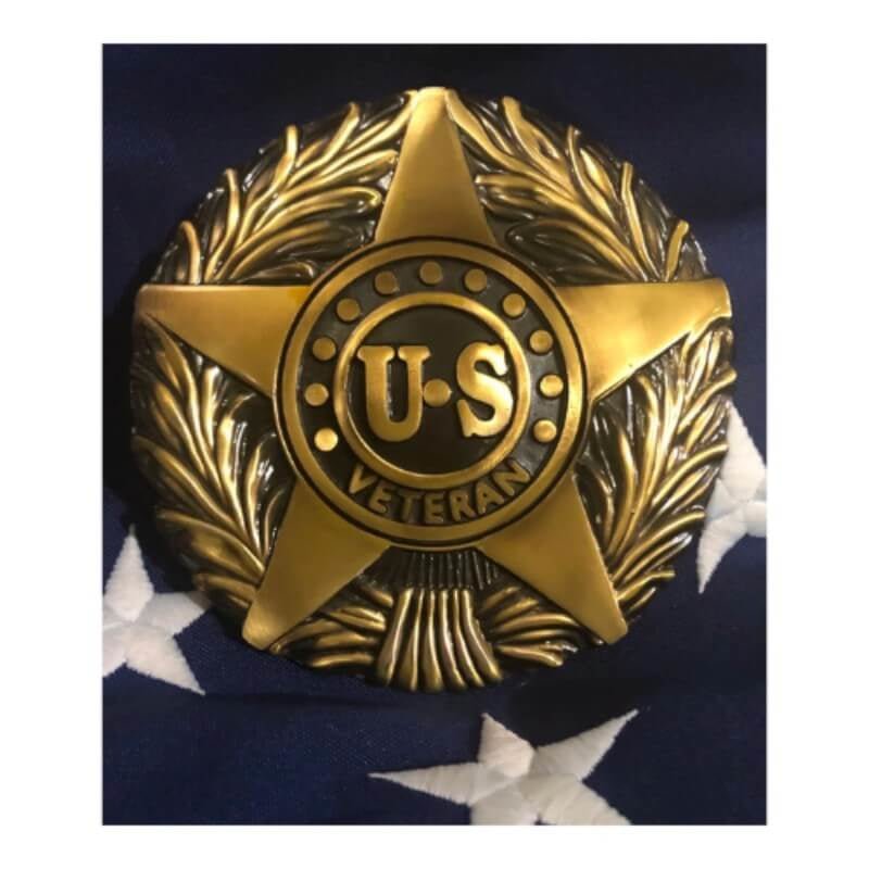 U.S. Veteran Bronze Finish Metal Grave Marker with Rod - Action Flag