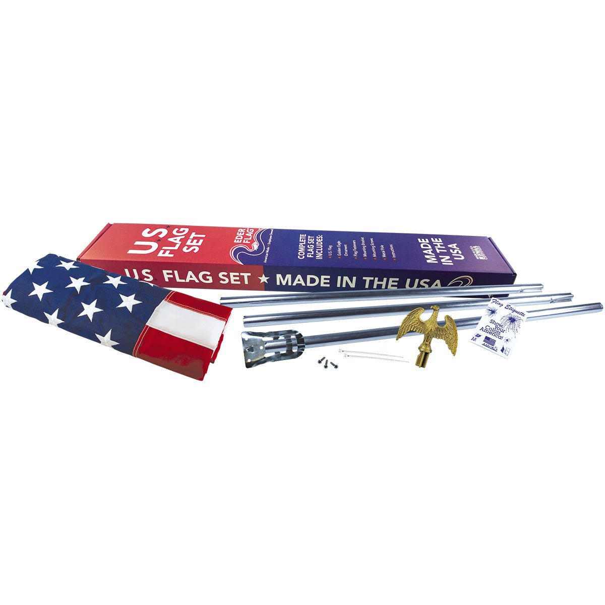 USA 3' x 5' ENDURA - PC™ Economy Outdoor Residential Flag Set. - Action Flag
