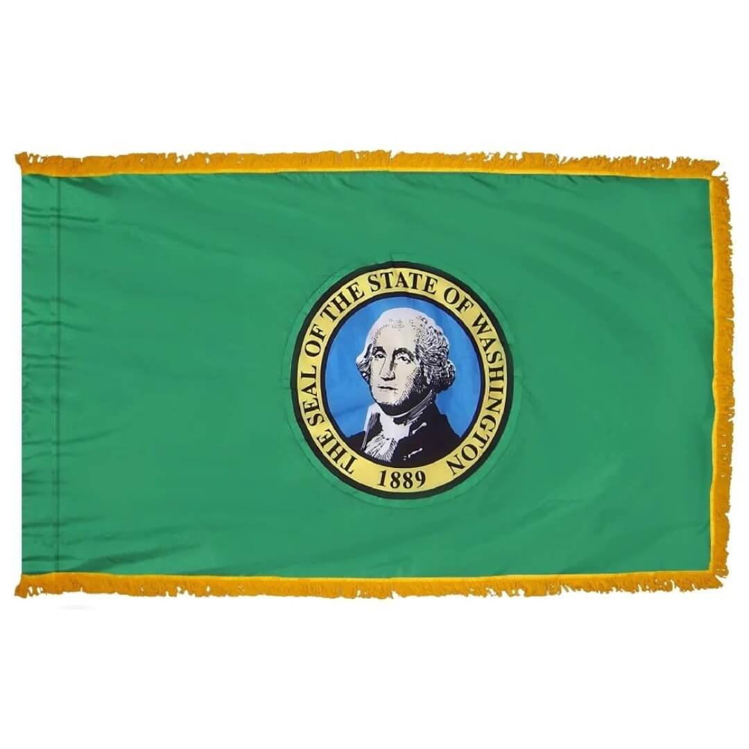 Washington Nylon Indoor Flag with Sleeve and Fringe - Action Flag