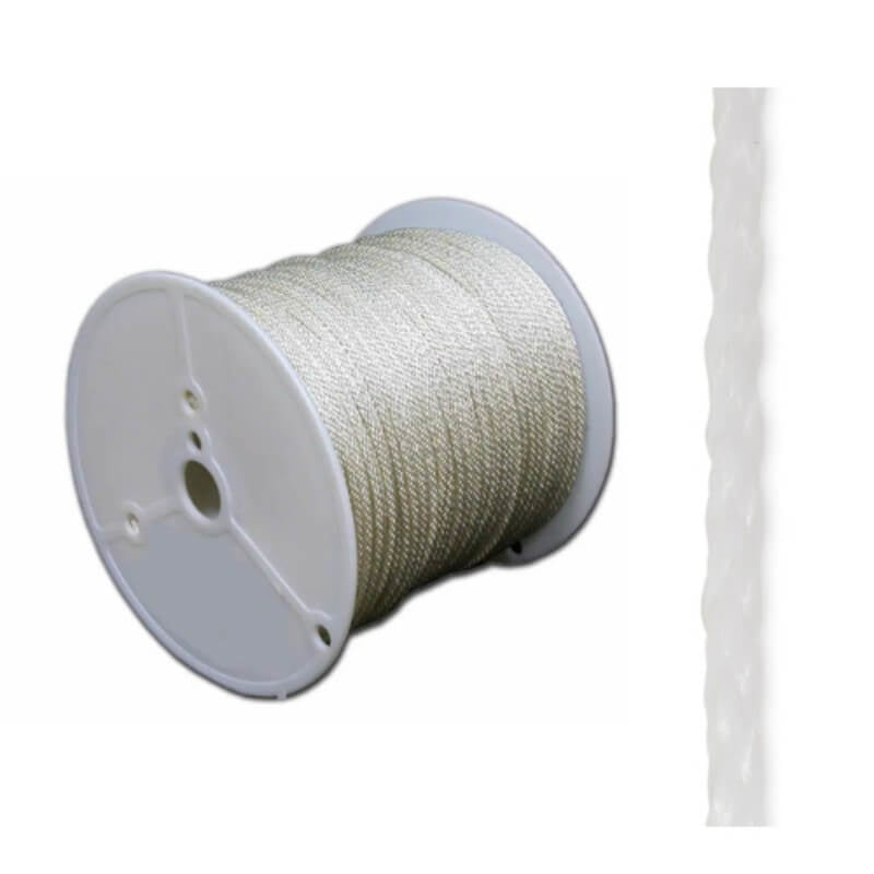 A product picture of a 1000' Spool of Rope - Solid Braid Polyester - White Provided by Action Flag.